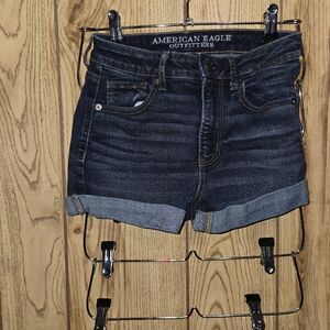 American Eagle Super High Rise Shortie Super Stretch Denim JeanShorts Size 8 EUC